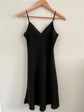 Vintage Moschino Black Satin Midi Slip Dress